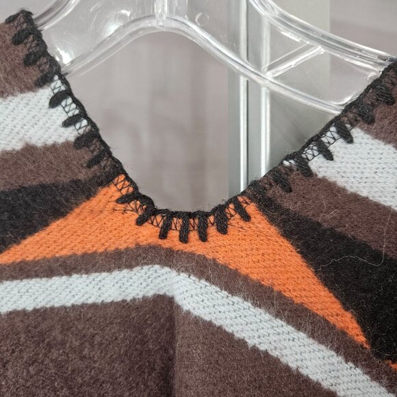 Old Navy Shawl Poncho Open Sweater Cashmere Blend Knit Western Striped Geometric - Picture 6 of 10